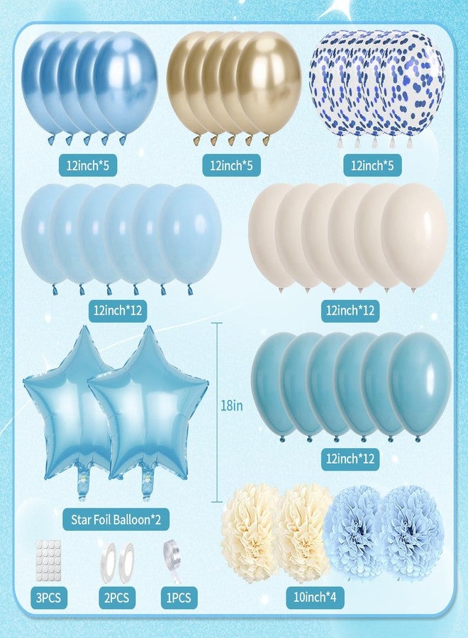 Fantspati Blue Birthday Decorations, Blue Party Decor with Balloons Happy Birthday Banner Birthday Sash Tablecloth Fringe Curtain Light Blue Bday Decorations for Baby Boys Girl Men Women - Image 3